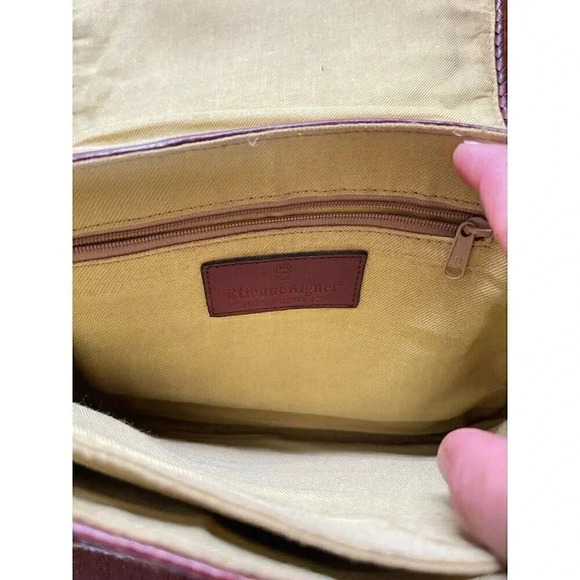 Etienne Aigner Crossbody Straw Genuine Leather Vintage Bag - Picture 4 of 10